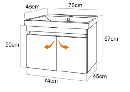 75CM-白鐵浴櫃/不含龍頭